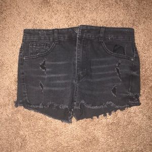Ripped black jeans shorts